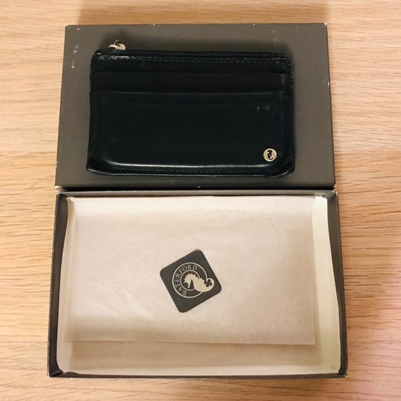 Unisex Black leather Waterford credit card & change wallet - Picture 5 of 14